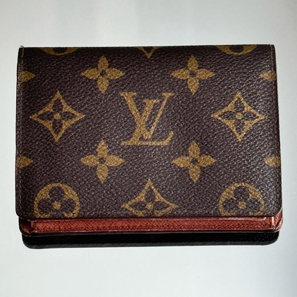 Sold Authentic LOUIS VUITTON LV Monogram Canvas Leather Card Wallet